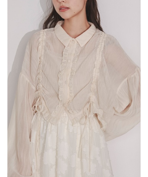 merry jenny（メリージェニー）の「シアードロストショートブラウス（シャツ/ブラウス・レディース・ピンク/クリーム/ブルー・FREE）」の2枚目の写真