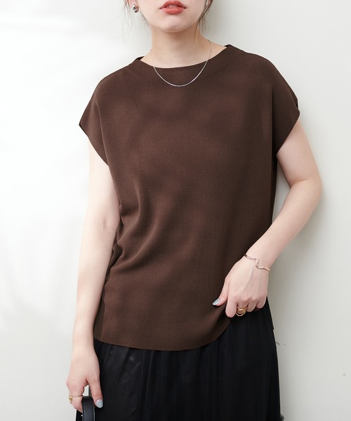 natural couture(ナチュラルクチュール)の「UV&接触冷感ゆるノースリニット(キャミソール・レディース・オフホワイト/ブラック/その他1/ブラウン/ピンク/グリーン・FREE)」の16枚目の写真