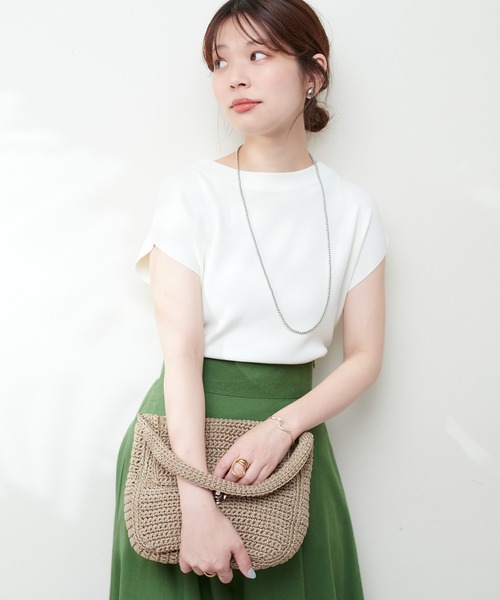 natural couture(ナチュラルクチュール)の「UV&接触冷感ゆるノースリニット(キャミソール・レディース・オフホワイト/ブラック/その他1/ブラウン/ピンク/グリーン・FREE)」の9枚目の写真
