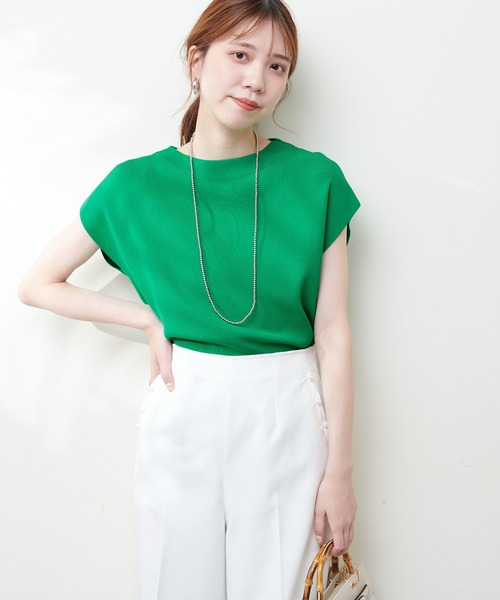 natural couture(ナチュラルクチュール)の「UV&接触冷感ゆるノースリニット(キャミソール・レディース・オフホワイト/ブラック/その他1/ブラウン/ピンク/グリーン・FREE)」の21枚目の写真