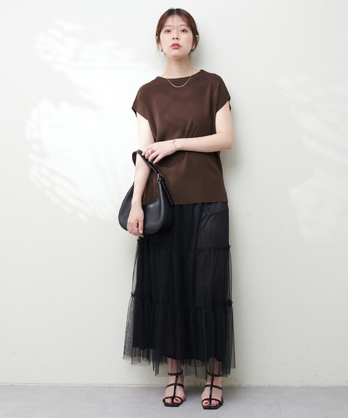 natural couture(ナチュラルクチュール)の「UV&接触冷感ゆるノースリニット(キャミソール・レディース・オフホワイト/ブラック/その他1/ブラウン/ピンク/グリーン・FREE)」の19枚目の写真