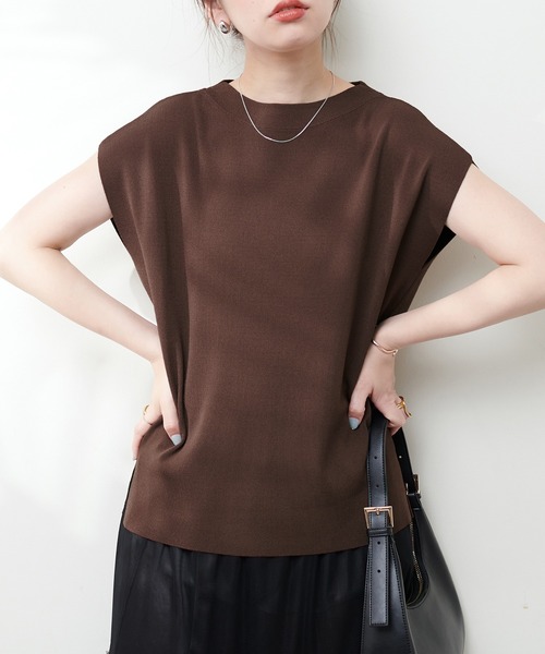 natural couture(ナチュラルクチュール)の「UV&接触冷感ゆるノースリニット(キャミソール・レディース・オフホワイト/ブラック/その他1/ブラウン/ピンク/グリーン・FREE)」の17枚目の写真