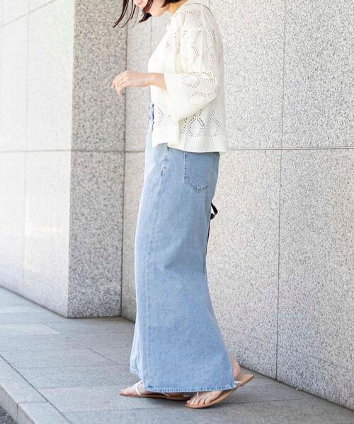 coen（コーエン）の「Iラインデニムスカート（デニムスカート・レディース・ライトブルー・L/M）」の6枚目の写真