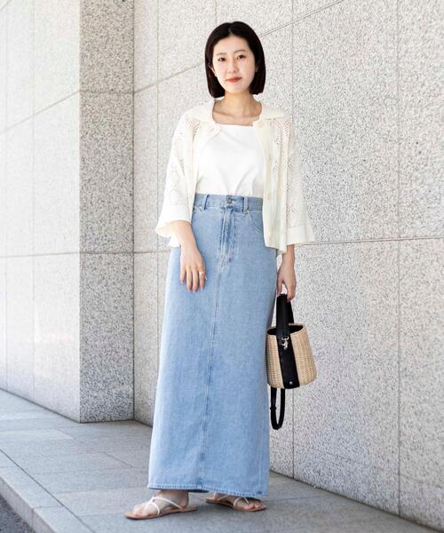 coen（コーエン）の「Iラインデニムスカート（デニムスカート・レディース・ライトブルー・L/M）」の9枚目の写真