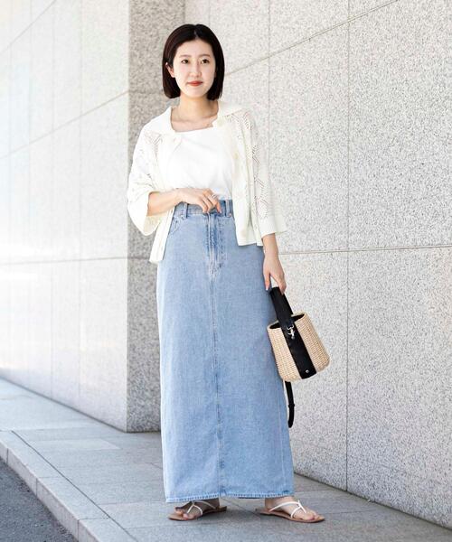 coen（コーエン）の「Iラインデニムスカート（デニムスカート・レディース・ライトブルー・L/M）」の2枚目の写真