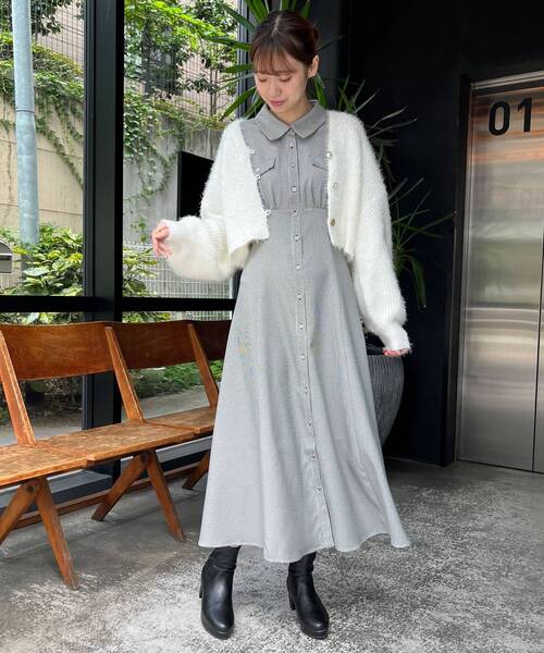 MAJESTIC LEGON（マジェスティックレゴン）の「【WEB限定XSサイズあり】バックレースアップシャツワンピース（シャツワンピース・レディース・アイボリー/ブラック系その他/ベージュ系その他2/ベージュ/ブラック/ブラック系その他2/ブルー系その他4・SMALL/MEDIUM/X-SMALL）」の8枚目の写真