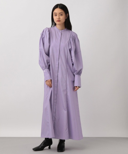 A part by（アパートバイ）の「スタンドパフスリーブワンピース（ワンピース・レディース・パープル/ブラック/ライトベージュ・FREE/SMALL）」の3枚目の写真