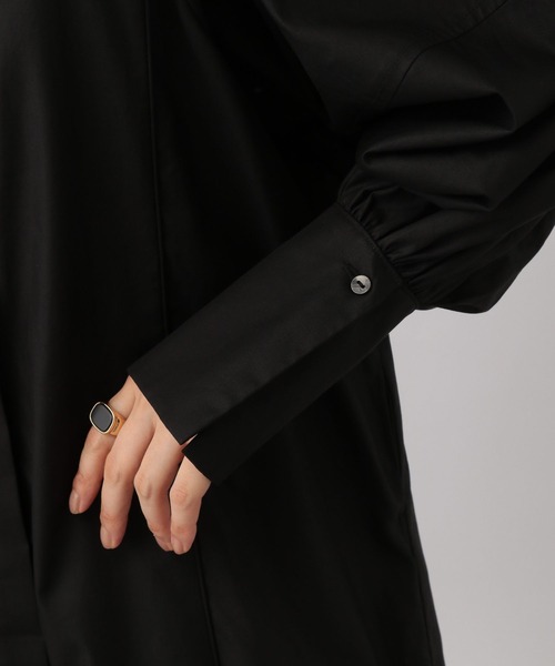 A part by（アパートバイ）の「スタンドパフスリーブワンピース（ワンピース・レディース・パープル/ブラック/ライトベージュ・FREE/SMALL）」の9枚目の写真