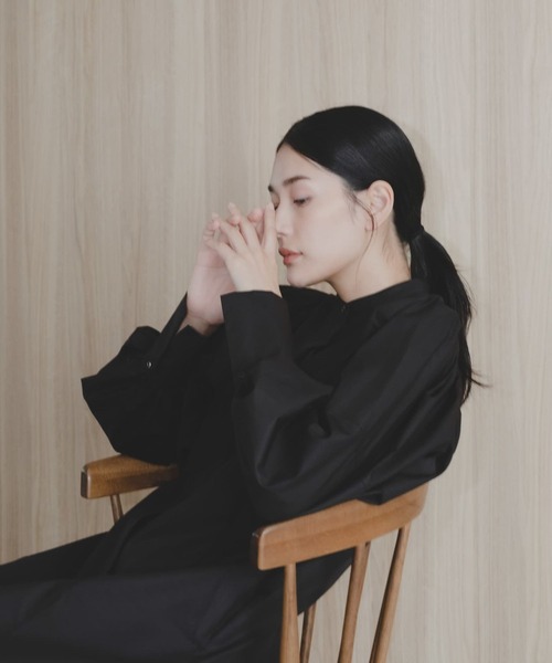 A part by（アパートバイ）の「スタンドパフスリーブワンピース（ワンピース・レディース・パープル/ブラック/ライトベージュ・FREE/SMALL）」の22枚目の写真