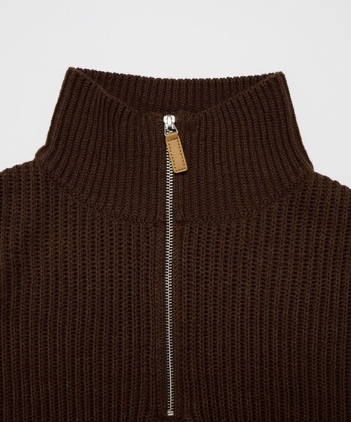 FREAK'S STORE（フリークスストア）の「限定展開 ビッグシルエット 畦編み ハーフジップ ニットベスト/プルオーバー/レイヤード（ベスト・メンズ・ブラウン/ネイビー/ブラック/オリーブ・SMALL/MEDIUM/LARGE）」の7枚目の写真