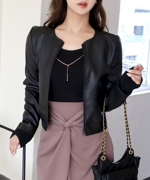 ROYAL PARTY(ロイヤルパーティー)の「ノーカラージャケット(ノーカラージャケット・レディース・ライトグレー/ブラック/ベージュ・FREE)」の22枚目の写真