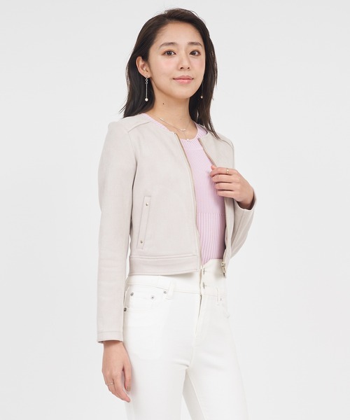 ROYAL PARTY(ロイヤルパーティー)の「ノーカラージャケット(ノーカラージャケット・レディース・ライトグレー/ブラック/ベージュ・FREE)」の14枚目の写真