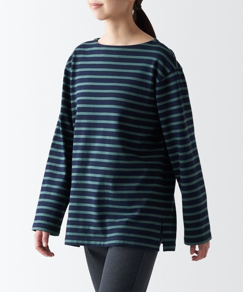 無印良品（ムジルシリョウヒン）の「太番手ボートネック長袖Ｔシャツ（Tシャツ/カットソー・レディース・ライトグリーン系/ダークブラウン系2/レッド系3/グレー系その他/ネイビー系7/チャコールグレー/ホワイト・XL/S/XXL/XS/L/M）」の5枚目の写真