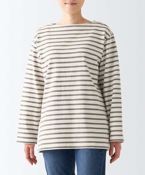 無印良品（ムジルシリョウヒン）の「太番手ボートネック長袖Ｔシャツ（Tシャツ/カットソー・レディース・ライトグリーン系/ダークブラウン系2/レッド系3/グレー系その他/ネイビー系7/チャコールグレー/ホワイト・XL/S/XXL/XS/L/M）」の3枚目の写真
