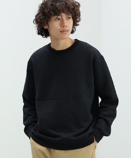 BEAMS HEART(ビームスハート)の「ジオメトリック キルト クルーネック スウェット(スウェット・メンズ・ベージュ/ホワイト/ブラック・LARGE/MEDIUM/SMALL)」の1枚目の写真