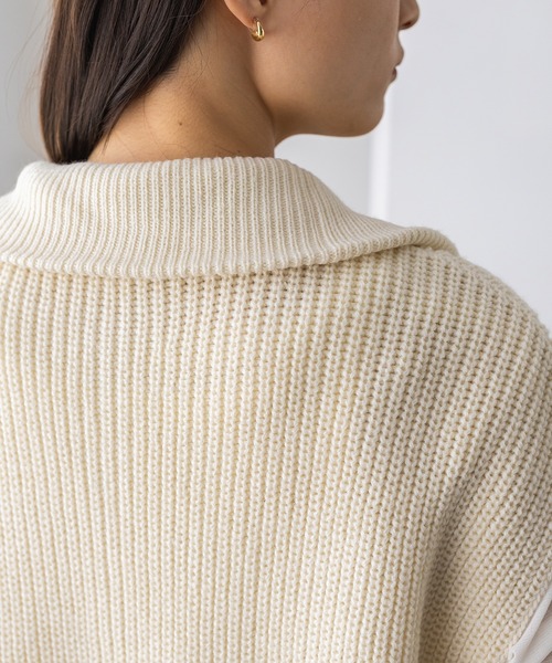 hunch（ハンチ）の「ハーフジップニットベスト（ベスト・レディース・オフホワイト/モカ/ブラック/パープル・FREE）」の15枚目の写真