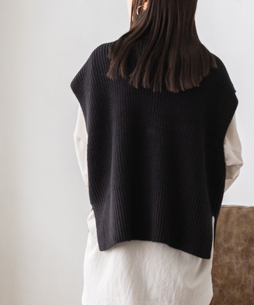 hunch（ハンチ）の「ハーフジップニットベスト（ベスト・レディース・オフホワイト/モカ/ブラック/パープル・FREE）」の19枚目の写真