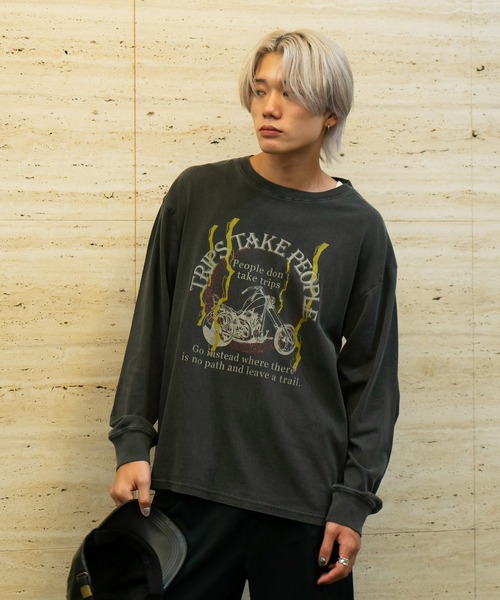 LB/S (エルビーエス)の「ピグメントプリント ロンT ピグメント加工 ヴィンテージライクプリントロンT 90s 古着 ロックT バックプリント(Tシャツ/カットソー・メンズ・ブラック/チャコールグレー/ダークブラック/ブラック系その他/グレー/グレー系その他・LARGE/MEDIUM)」の6枚目の写真