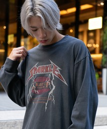 ピグメントプリント　ロンT　ピグメント加工 ヴィンテージライクプリントロンT 　90s 古着 ロックT　バックプリント