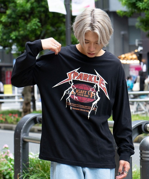 LB/S (エルビーエス)の「ピグメントプリント ロンT ピグメント加工 ヴィンテージライクプリントロンT 90s 古着 ロックT バックプリント(Tシャツ/カットソー・メンズ・ブラック/チャコールグレー/ダークブラック/ブラック系その他/グレー/グレー系その他・LARGE/MEDIUM)」の1枚目の写真