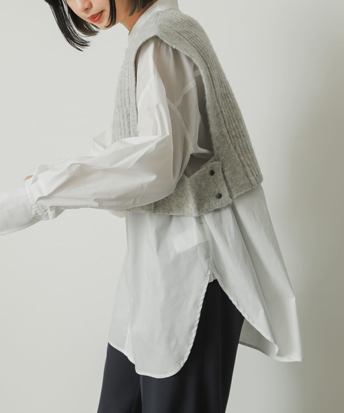 SENSE OF PLACE by URBAN RESEARCH（センスオブプレイスバイアーバンリサーチ）の「2WAYニットショートベスト（ベスト・レディース・ライトグレー/チャコールグレー/キャメル・ONE）」の6枚目の写真