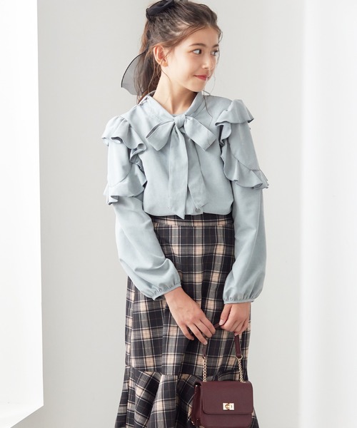 Amourire girl（アムリールガール）の「フリルデザイン ボウタイブラウス(130cm～150cm)（シャツ/ブラウス・キッズ・オフホワイト/サックスブルー・150cm/130cm/140cm）」の17枚目の写真