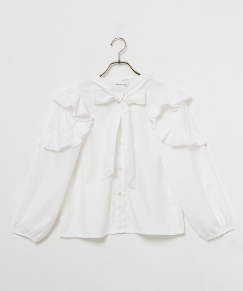 Amourire girl（アムリールガール）の「フリルデザイン ボウタイブラウス(130cm～150cm)（シャツ/ブラウス・キッズ・オフホワイト/サックスブルー・150cm/130cm/140cm）」の22枚目の写真