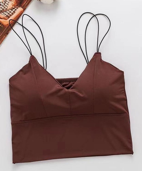 MOLUTOCHIARA(モルトキアラ)の「4color カップ付きブラトップ ショート丈 シンプル(キャミソール・レディース・ブラウン/ベージュ/ホワイト/ブラック・FREE)」の3枚目の写真