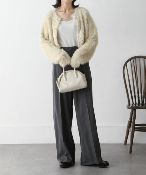 Chillfar（チルファー）の「シャギーニットカーデ（カーディガン/ボレロ・レディース・チャコール/アイボリー/イエロー/グレー/ピンク/ネイビー/ブラック・FREE）」の18枚目の写真