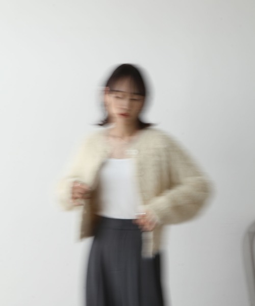 Chillfar（チルファー）の「シャギーニットカーデ（カーディガン/ボレロ・レディース・チャコール/アイボリー/イエロー/グレー/ピンク/ネイビー/ブラック・FREE）」の14枚目の写真