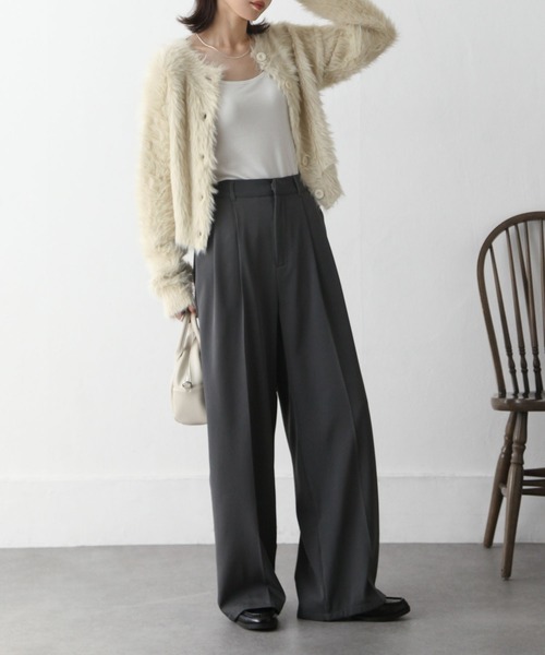 Chillfar（チルファー）の「シャギーニットカーデ（カーディガン/ボレロ・レディース・チャコール/アイボリー/イエロー/グレー/ピンク/ネイビー/ブラック・FREE）」の17枚目の写真