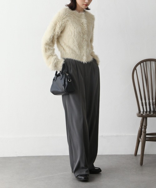 Chillfar（チルファー）の「シャギーニットカーデ（カーディガン/ボレロ・レディース・チャコール/アイボリー/イエロー/グレー/ピンク/ネイビー/ブラック・FREE）」の19枚目の写真