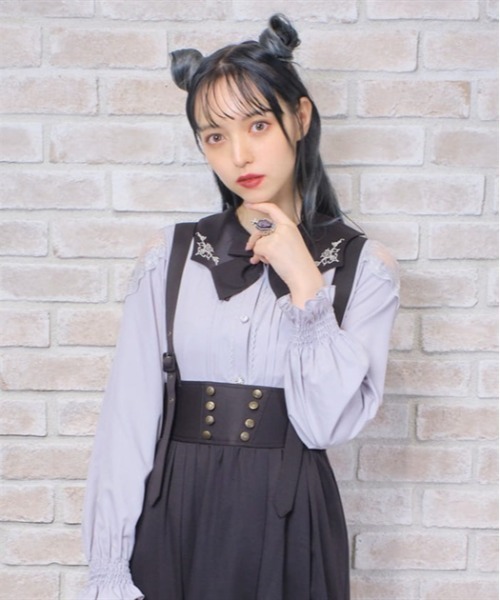 axes femme POETIQUE(アクシーズファムポエティック)の「リボン付きコウモリカラーブラウス(シャツ/ブラウス・レディース・グレー/ブラック/キナリ・MEDIUM)」の11枚目の写真