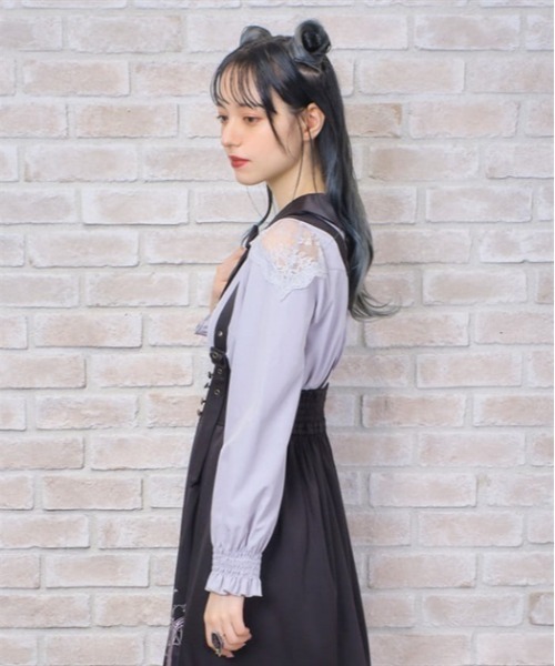 axes femme POETIQUE(アクシーズファムポエティック)の「リボン付きコウモリカラーブラウス(シャツ/ブラウス・レディース・グレー/ブラック/キナリ・MEDIUM)」の12枚目の写真