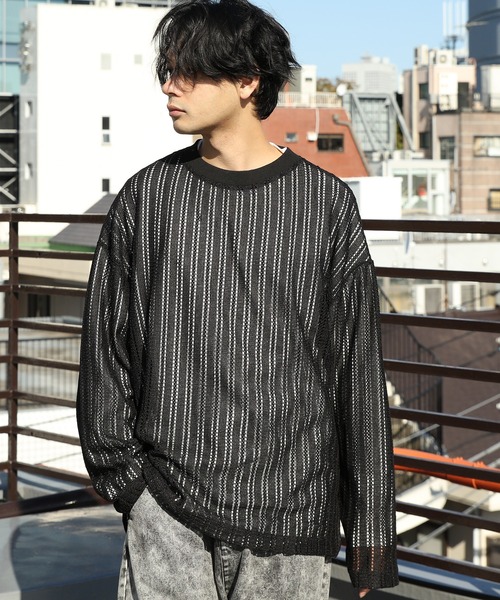 8(eight)(エイト)の「メッシュロンT(Tシャツ/カットソー・メンズ・ブラック/ブラウン/ベージュ・MEDIUM/LARGE)」の1枚目の写真