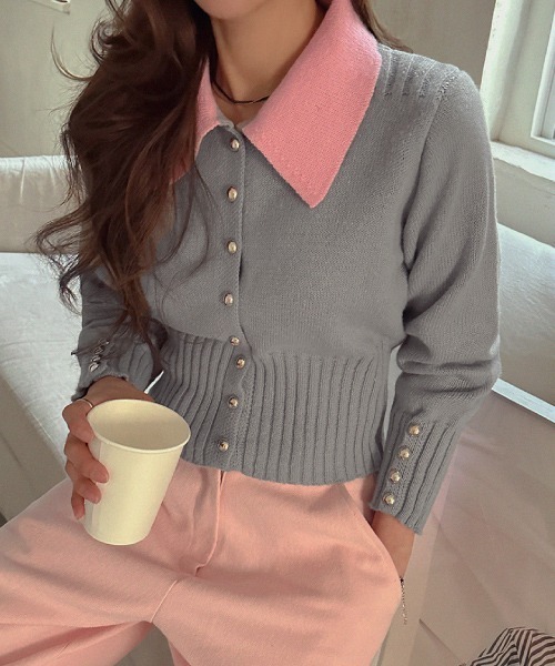 NANING9（ナンニング）の「NANING9 カラー配色ニットカーディガン（カーディガン/ボレロ・レディース・ブラック/グレー・FREE）」の19枚目の写真