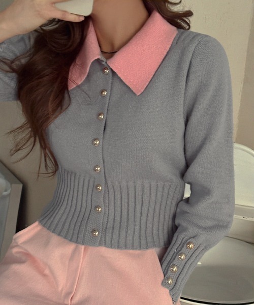 NANING9（ナンニング）の「NANING9 カラー配色ニットカーディガン（カーディガン/ボレロ・レディース・ブラック/グレー・FREE）」の20枚目の写真