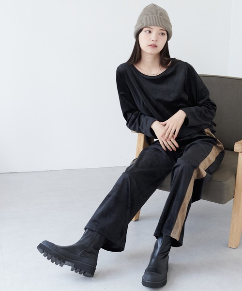 ECRIRE（エクリール）の「ベロアサイドラインパンツ（その他パンツ・レディース・ブラック/ベージュ/グレー・M）」の21枚目の写真