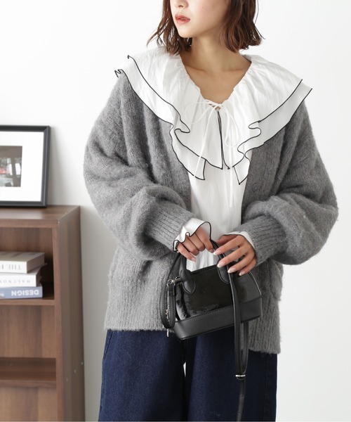 FREE'S MART(フリーズマート)の「ミックス起毛裏付きニットジャケット(ニット/セーター・レディース・グレー/ベージュ/グリーン・FREE)」の5枚目の写真