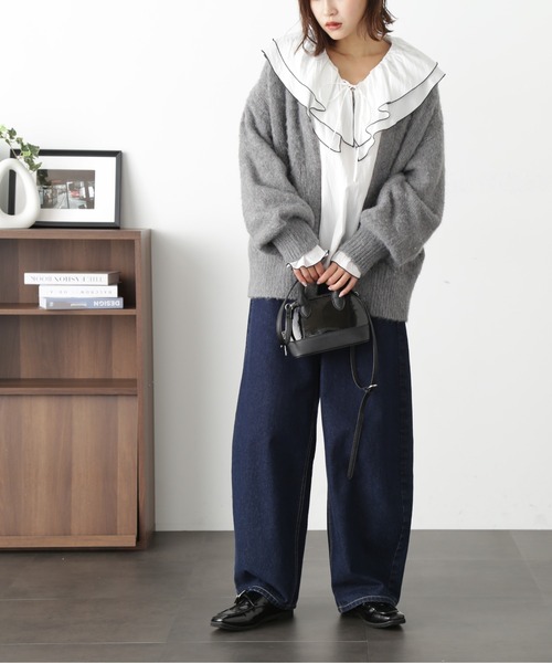 FREE'S MART(フリーズマート)の「ミックス起毛裏付きニットジャケット(ニット/セーター・レディース・グレー/ベージュ/グリーン・FREE)」の7枚目の写真