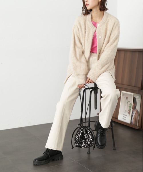 FREE'S MART(フリーズマート)の「ミックス起毛裏付きニットジャケット(ニット/セーター・レディース・グレー/ベージュ/グリーン・FREE)」の14枚目の写真