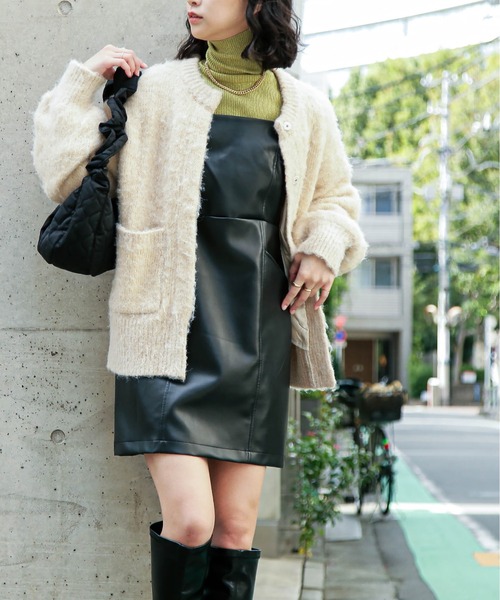 FREE'S MART(フリーズマート)の「ミックス起毛裏付きニットジャケット(ニット/セーター・レディース・グレー/ベージュ/グリーン・FREE)」の18枚目の写真