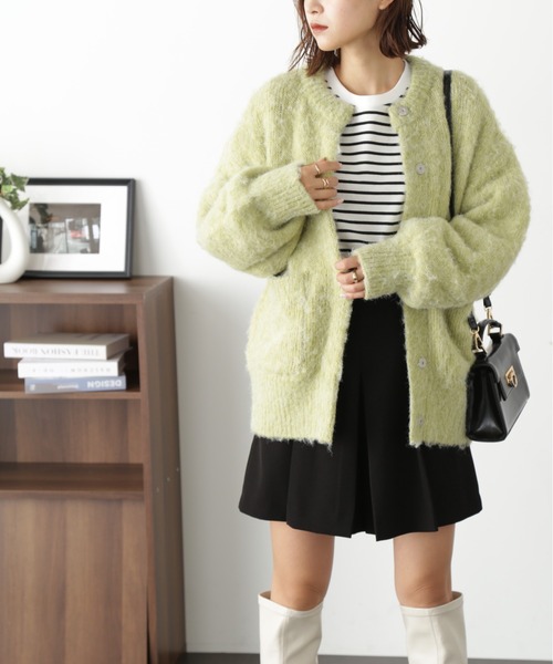 FREE'S MART(フリーズマート)の「ミックス起毛裏付きニットジャケット(ニット/セーター・レディース・グレー/ベージュ/グリーン・FREE)」の21枚目の写真