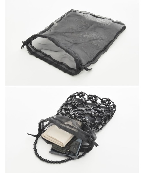 Re:EDIT（リエディ）の「[オケージョン セレモニー]ビーズミニハンドバッグ（ハンドバッグ・レディース・ブラック/ホワイト/シルバー・FREE）」の12枚目の写真