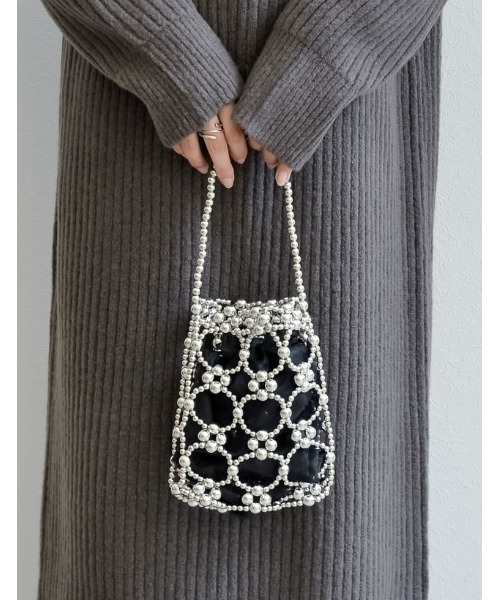 Re:EDIT（リエディ）の「[オケージョン セレモニー]ビーズミニハンドバッグ（ハンドバッグ・レディース・ブラック/ホワイト/シルバー・FREE）」の7枚目の写真