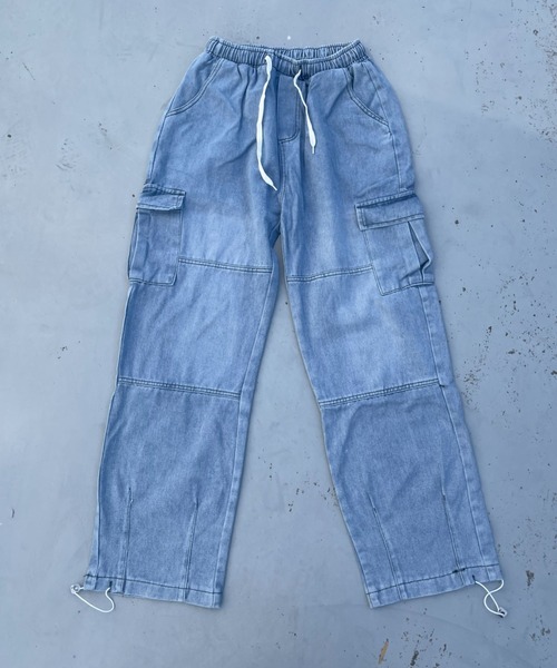 B.R.U(ブル)の「ダブルニードローコードカーゴデニムパンツ(カーゴパンツ・メンズ・ブラック/ブルー・L/M)」の5枚目の写真