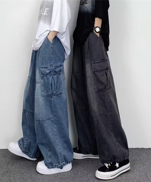 B.R.U(ブル)の「ダブルニードローコードカーゴデニムパンツ(カーゴパンツ・メンズ・ブラック/ブルー・L/M)」の10枚目の写真