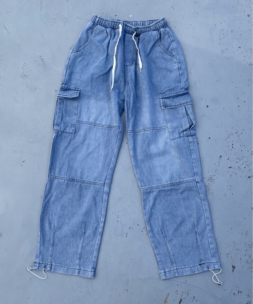B.R.U(ブル)の「ダブルニードローコードカーゴデニムパンツ(カーゴパンツ・メンズ・ブラック/ブルー・L/M)」の3枚目の写真