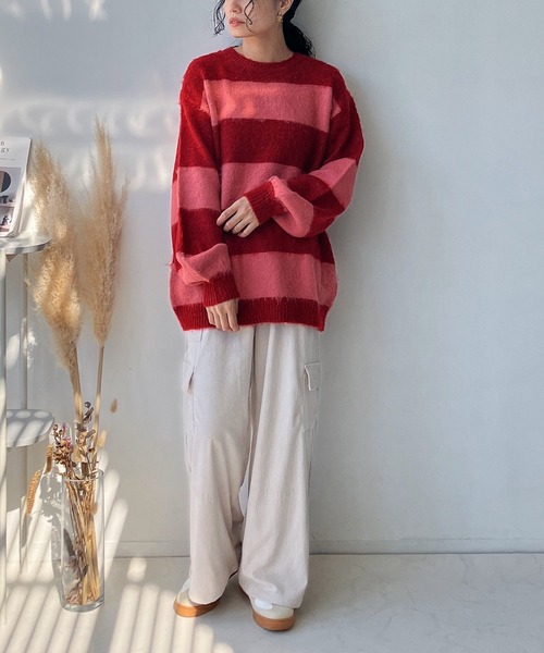 AS KNOW AS plus（アズノゥアズプラス）の「☆コールワイドカーゴパンツ（カーゴパンツ・レディース・アイボリー/ピンク/チャコールグレー・FREE）」の4枚目の写真