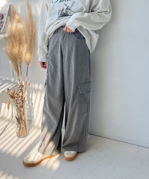 AS KNOW AS plus（アズノゥアズプラス）の「☆コールワイドカーゴパンツ（カーゴパンツ・レディース・アイボリー/ピンク/チャコールグレー・FREE）」の13枚目の写真